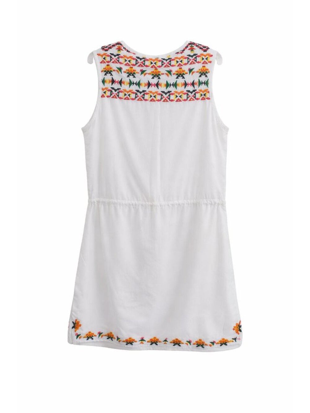 Sand & Spirit Boho Embroidered Mini Dress White Sundress Womens L New - Picture 6 of 10